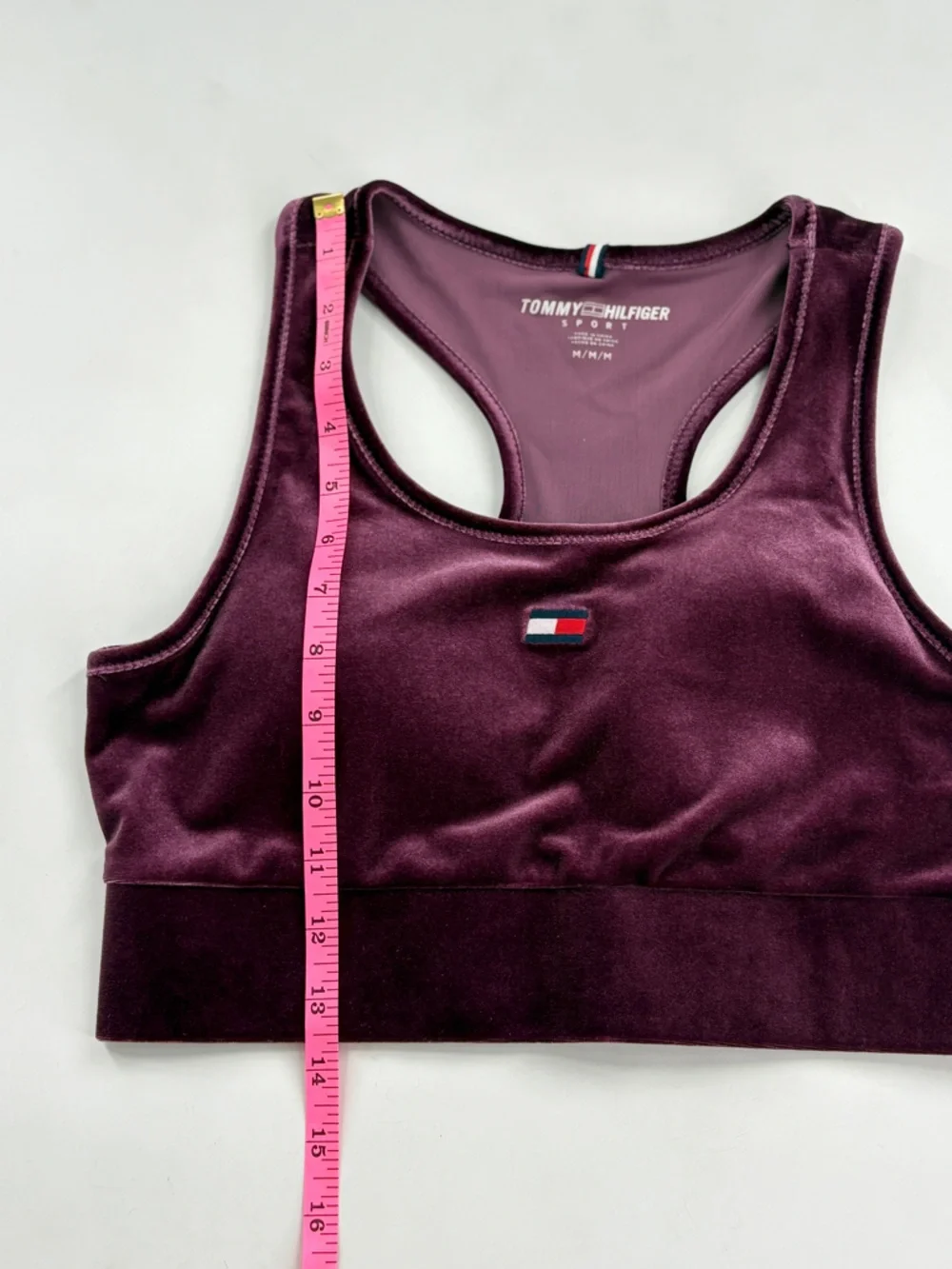 Tommy Hilfiger Velvet Racerback Sports Bra - Plum - Picture 9 of 9